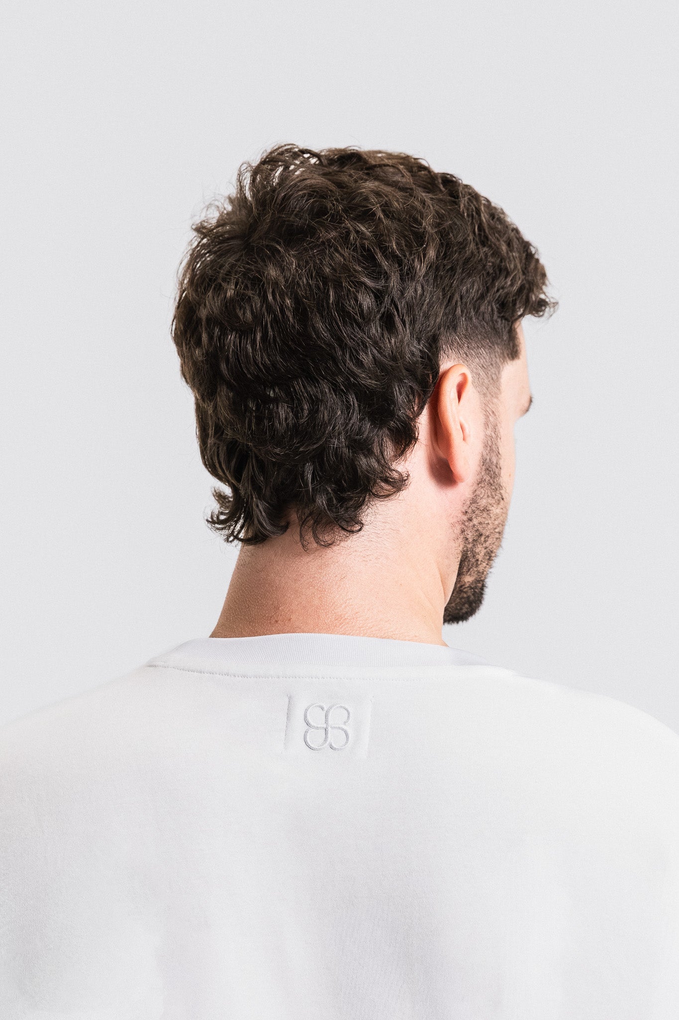 SEAM Relaxed Fit Cotton T-Shirt in White, close-up showing fabric weight and drape