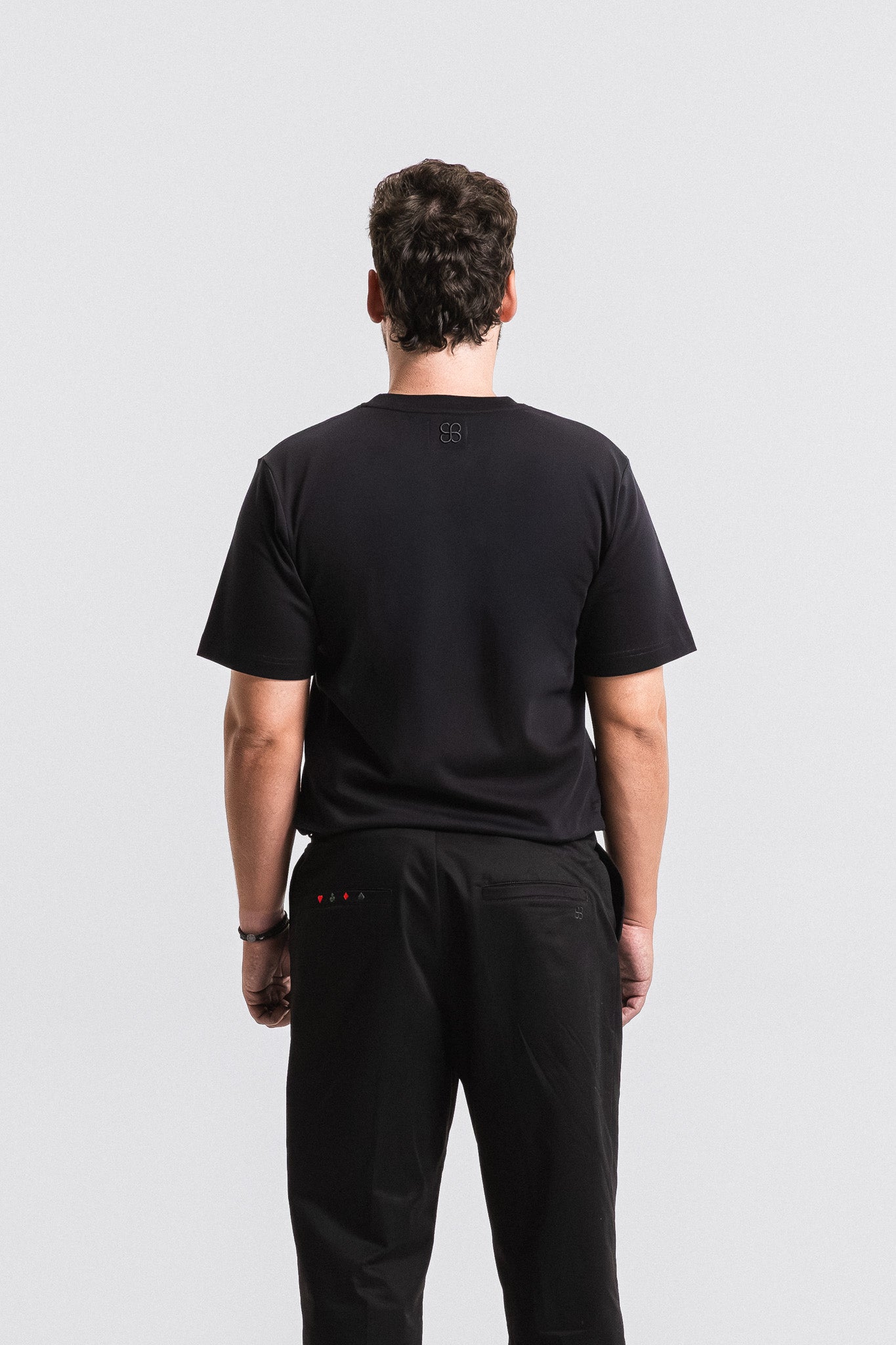 SEAM Relaxed Fit Cotton T-Shirt in Black, full outfit view showing fit and drape