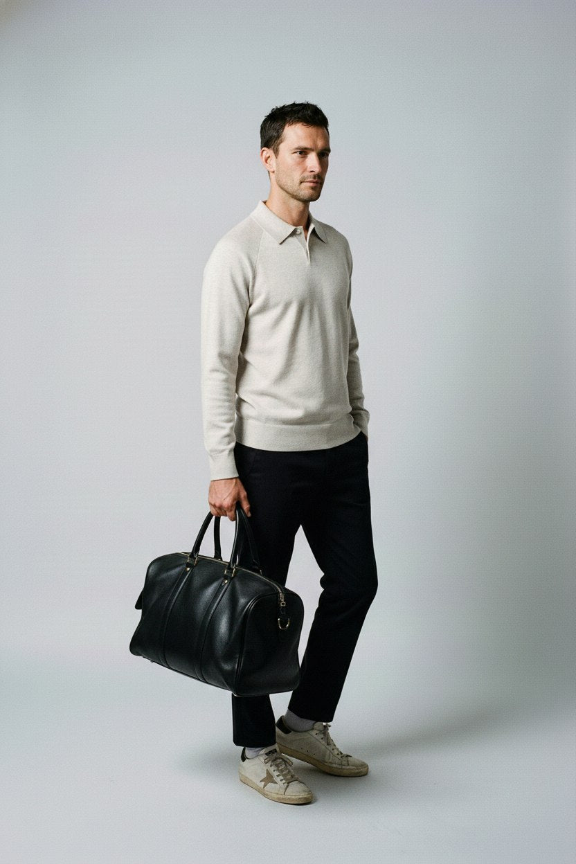 Cashmere Cotton Knit Polo