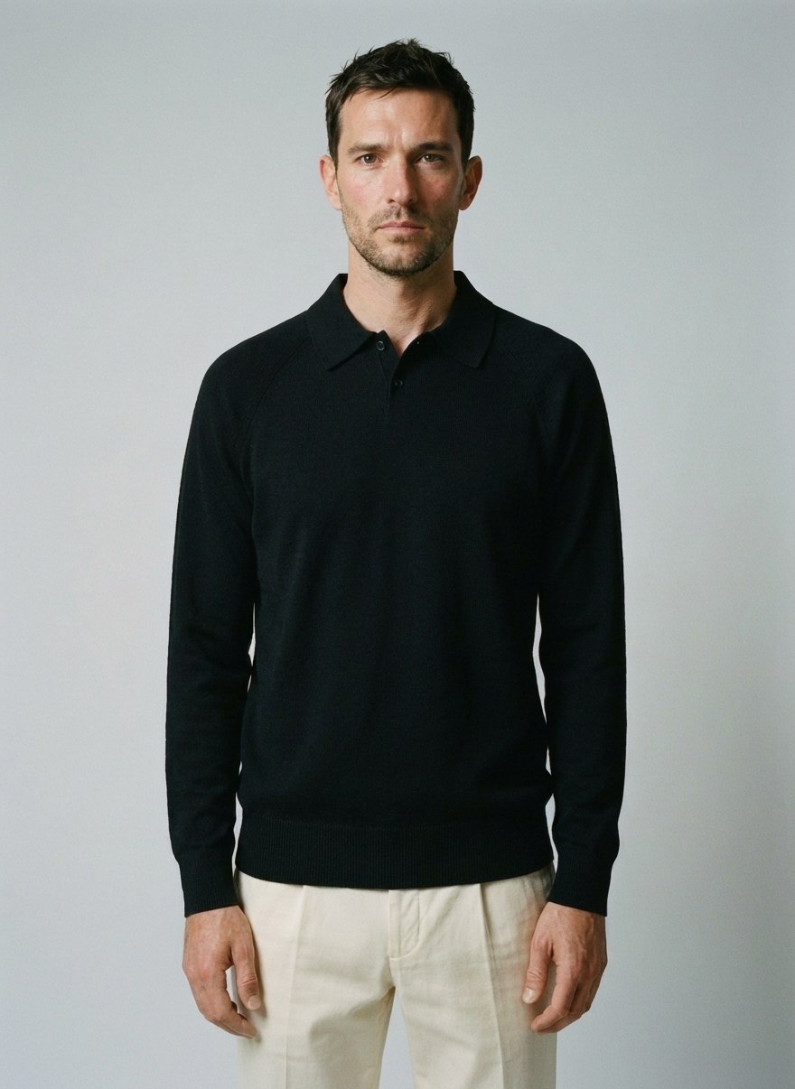 Cashmere Cotton Knit Polo