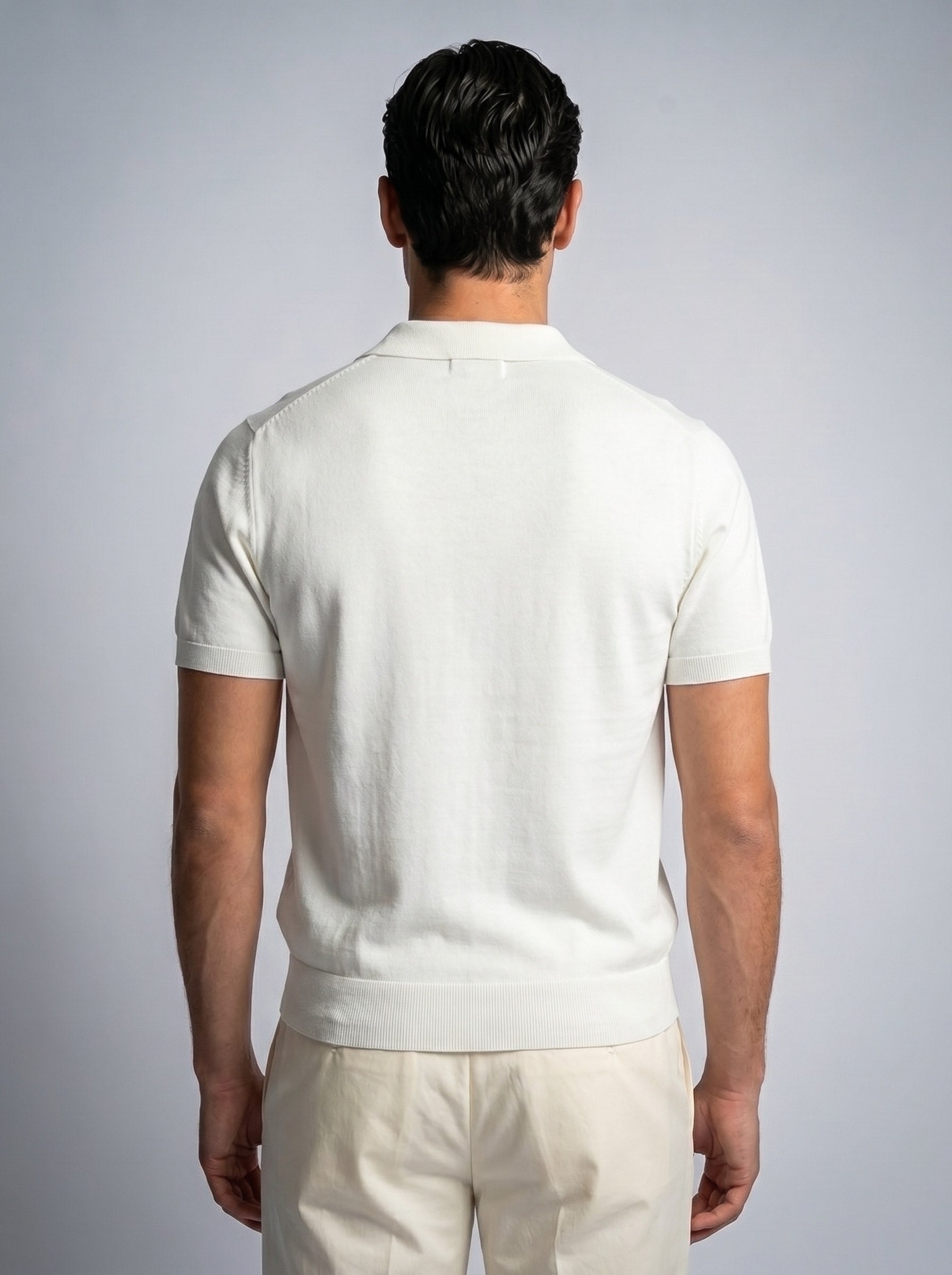 Cotton Knit Open Neck Polo