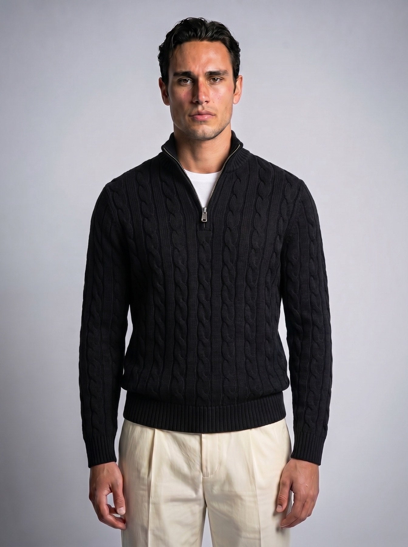 Cable Knit Quarter Zip