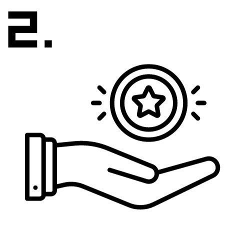 Illustration of a hand holding a coin with a star on a white background