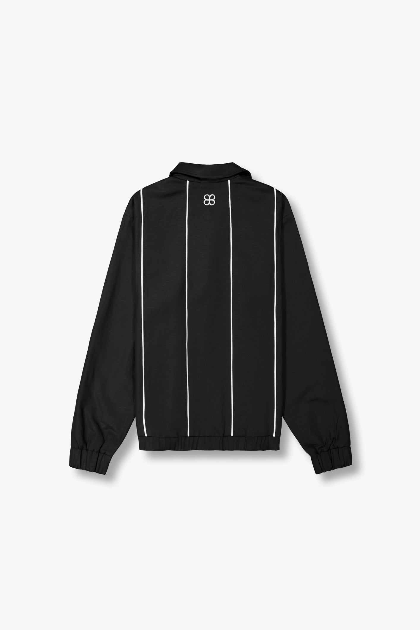 SEAM Cotton Contrast Jacket in Black, close-up of cotton fabric and contrast piping detail