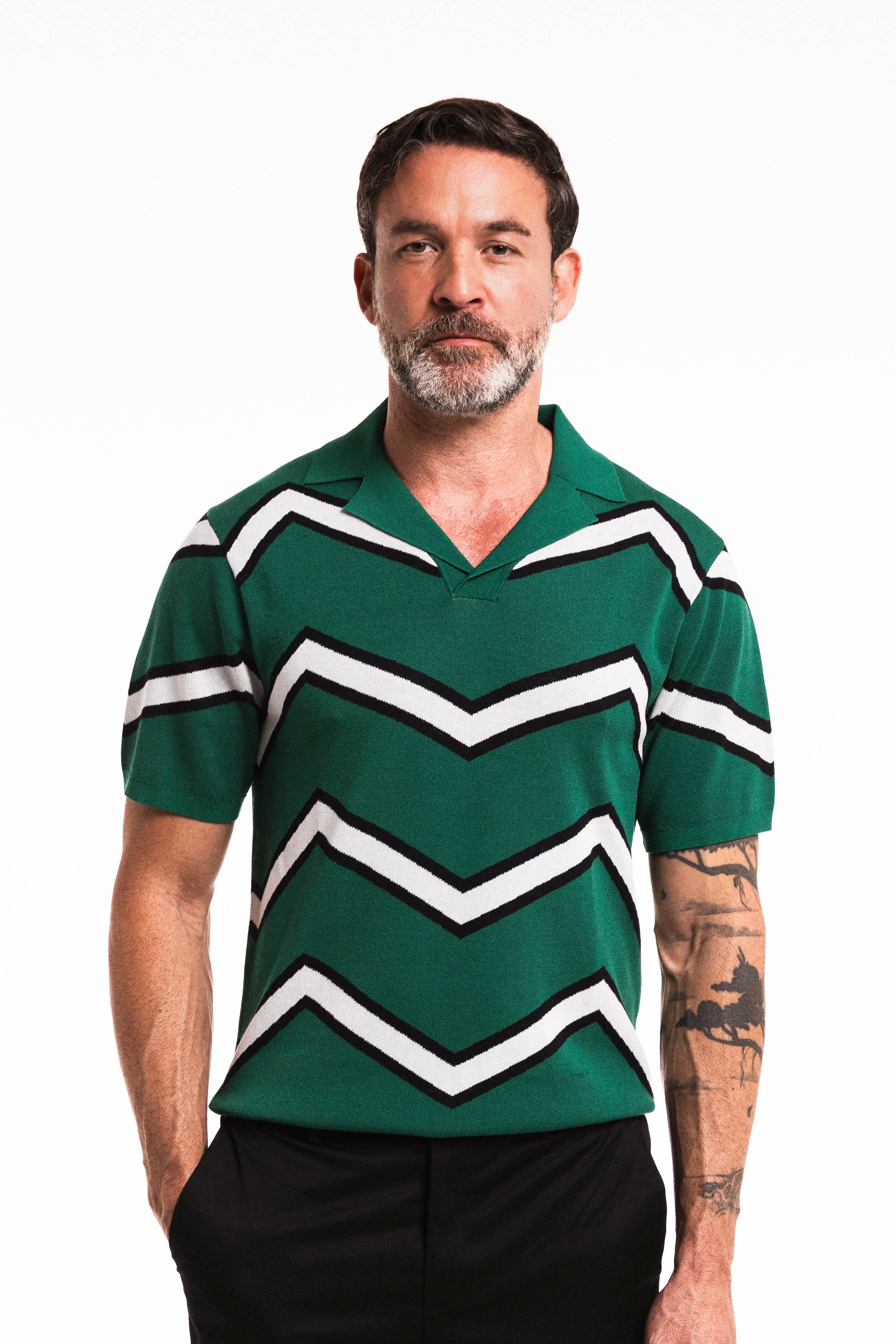 Chevron ZigZag Polo in Forest Green | Premium Knit Polo | SEAM