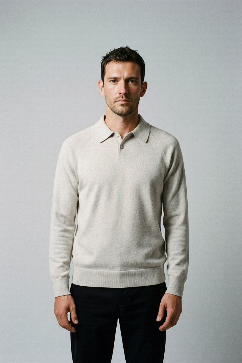 Cashmere Cotton Knit Polo