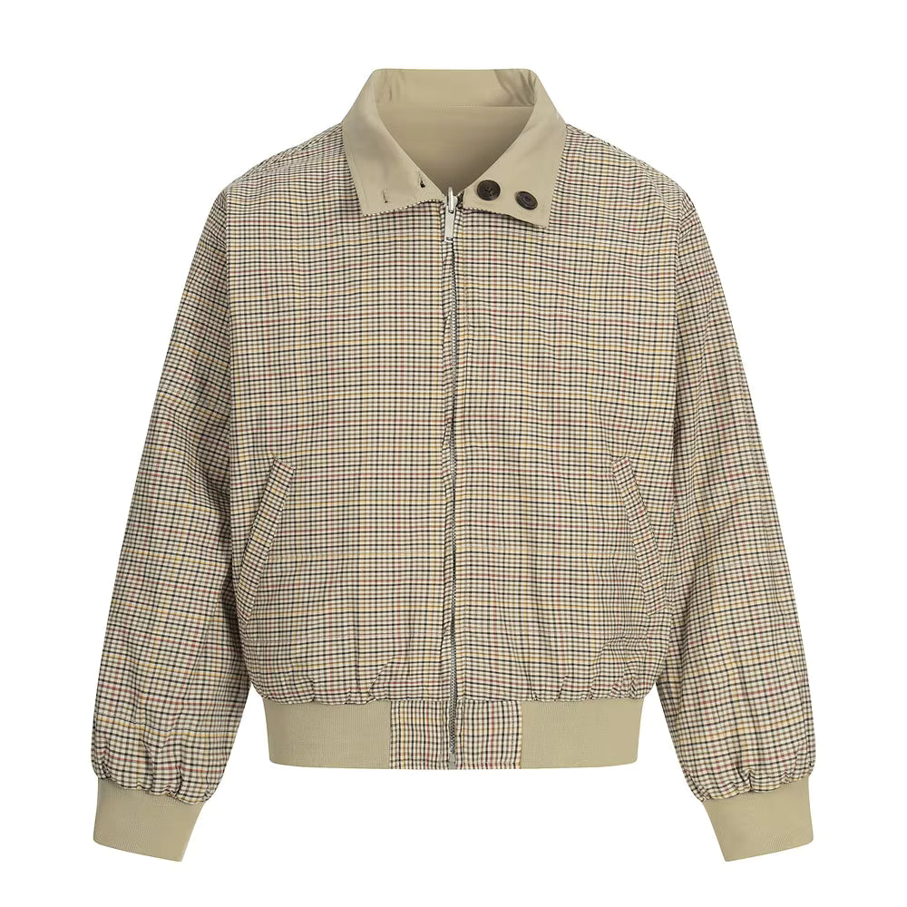 Reversible Plaid Jacket Seam Clothing