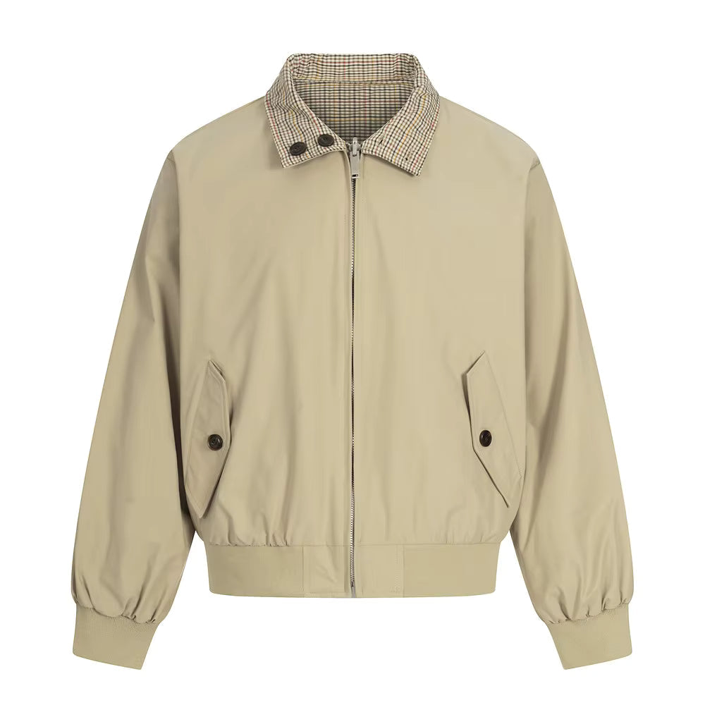 Reversible Plaid Jacket Seam Clothing