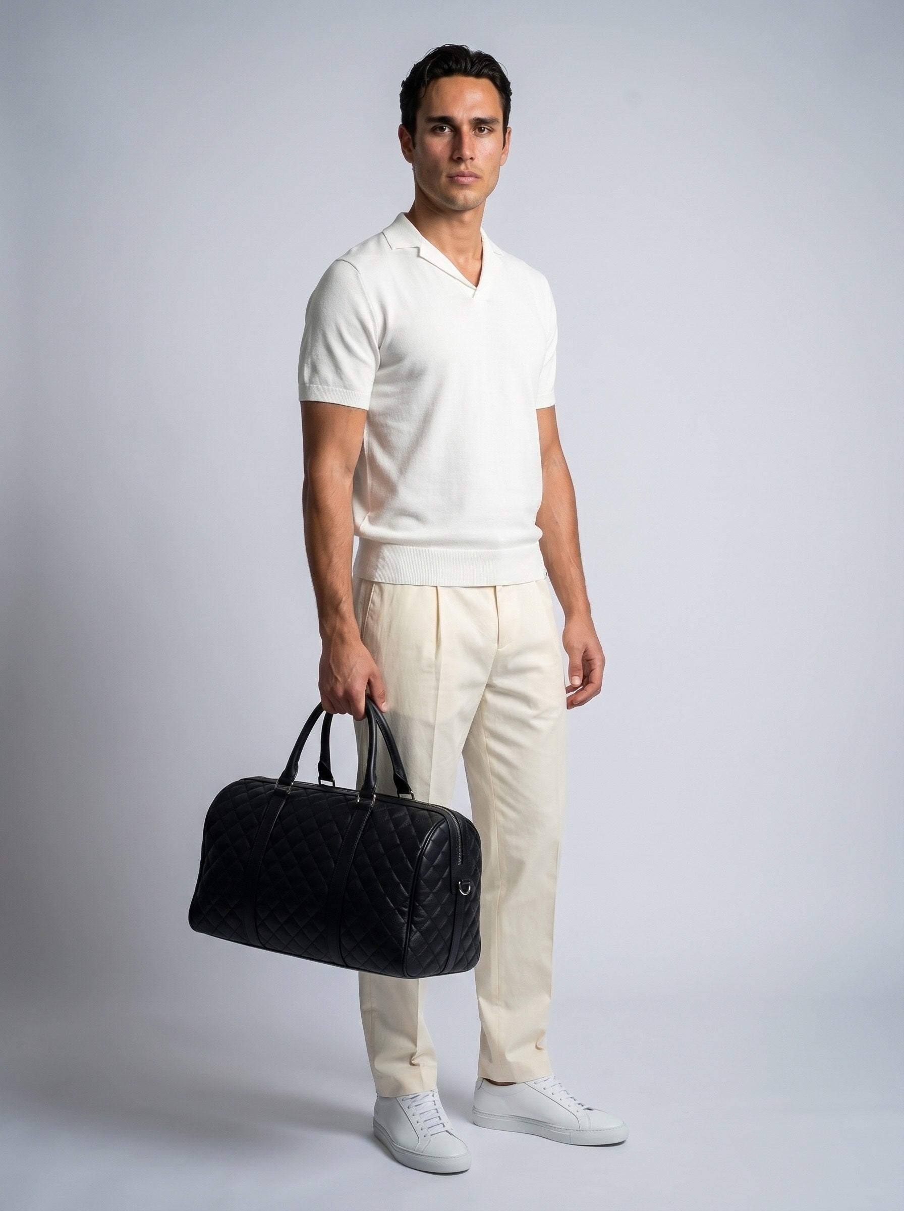 Cotton Knit Open Neck Polo