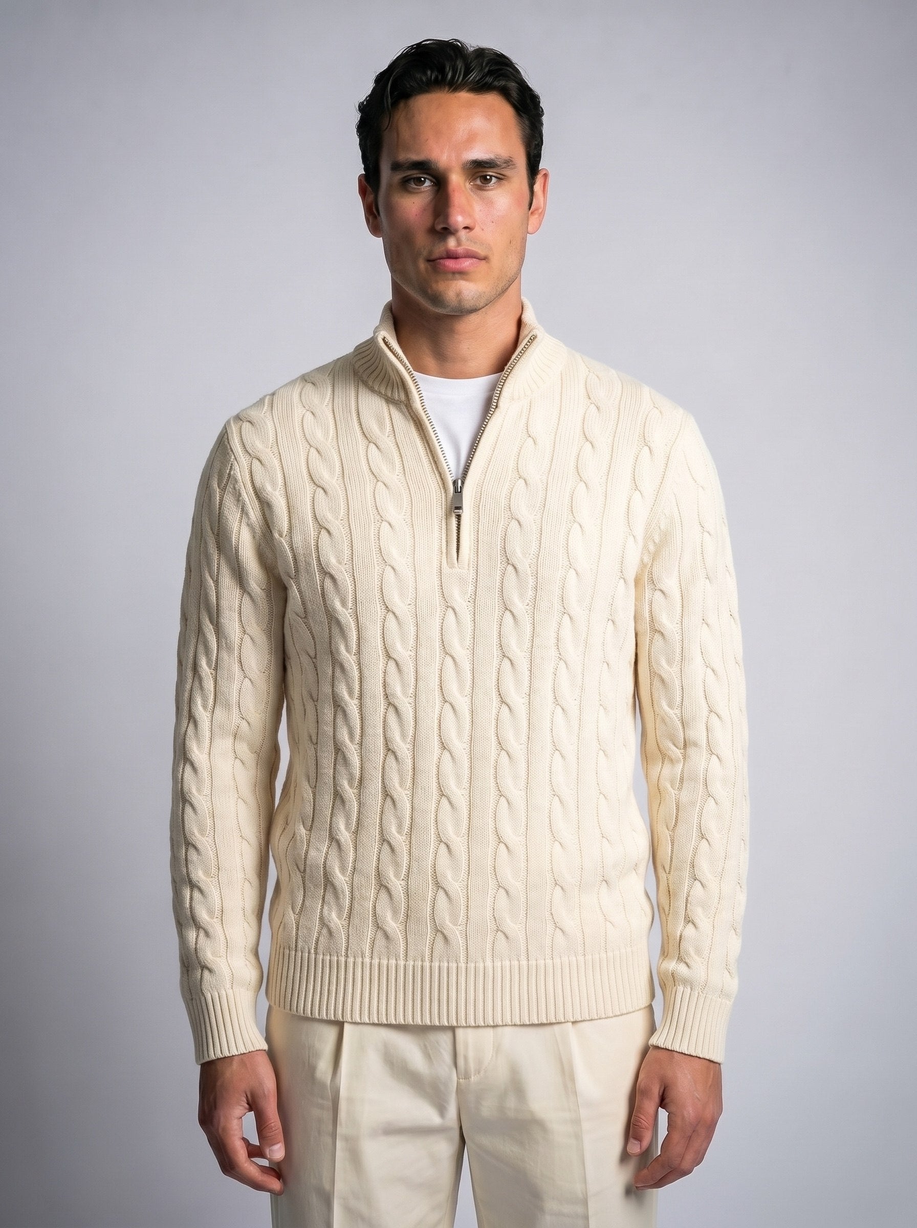 Cable Knit Quarter Zip