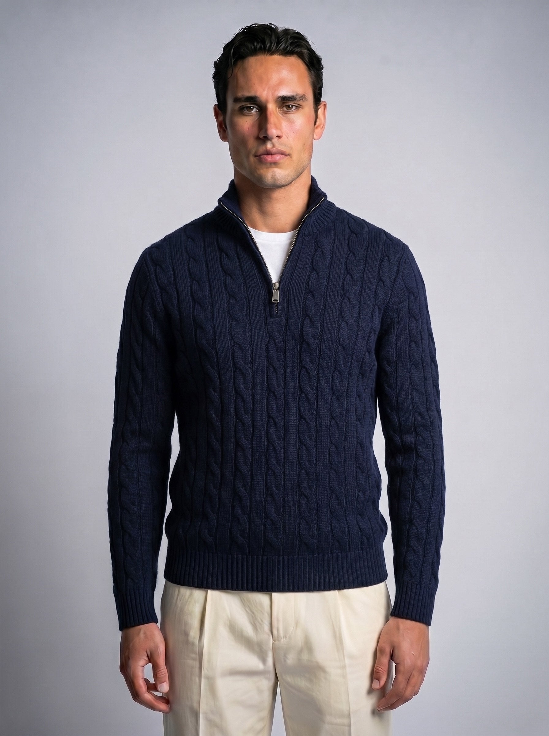 Cable Knit Quarter Zip