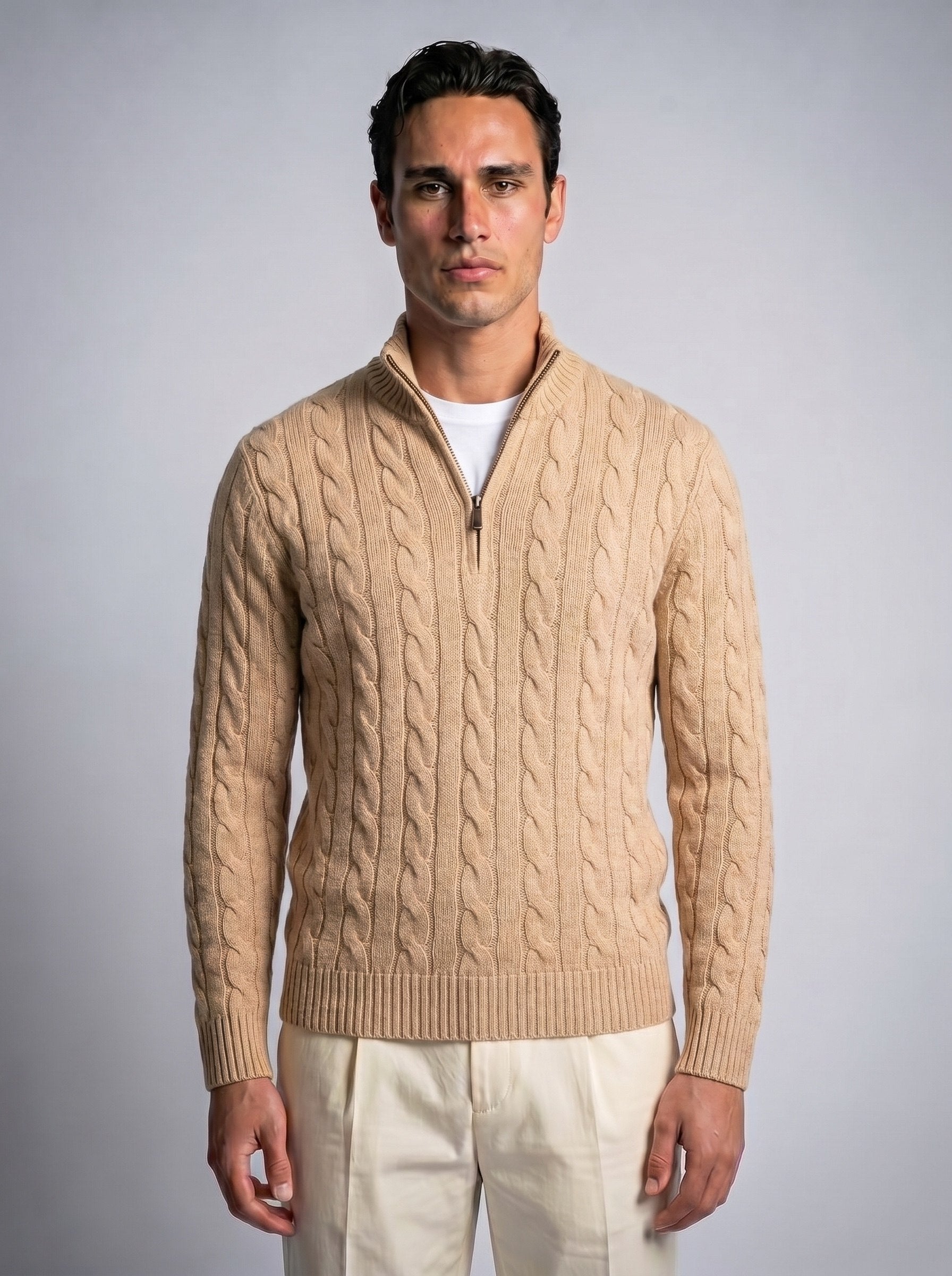 Cable Knit Quarter Zip