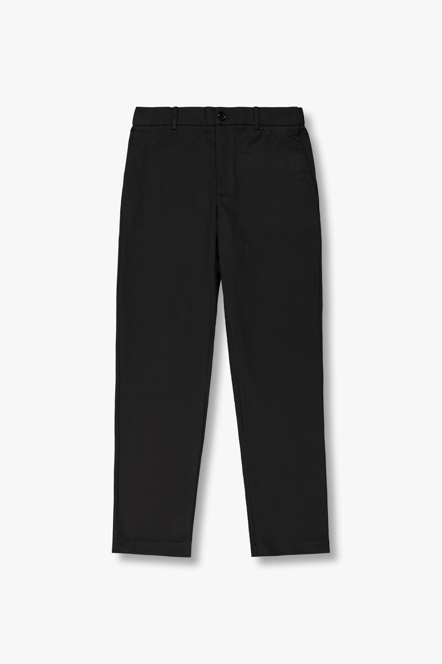 SEAM Tailored Cotton Trouser in Obsidian, flat lay showing straight-leg tailored fit